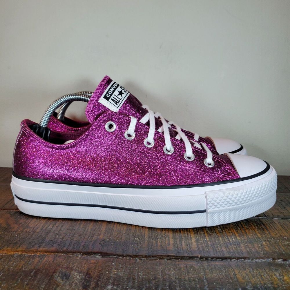 Converse CTAS Lift Womens Size 10 Low Top Platform Shoes A05438C Pink Glitter